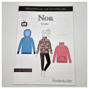 Papierschnittmuster Hoodie Noa Kinder Größe 74-164