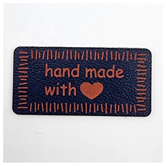 Label Handmade marine aus Lederimitat