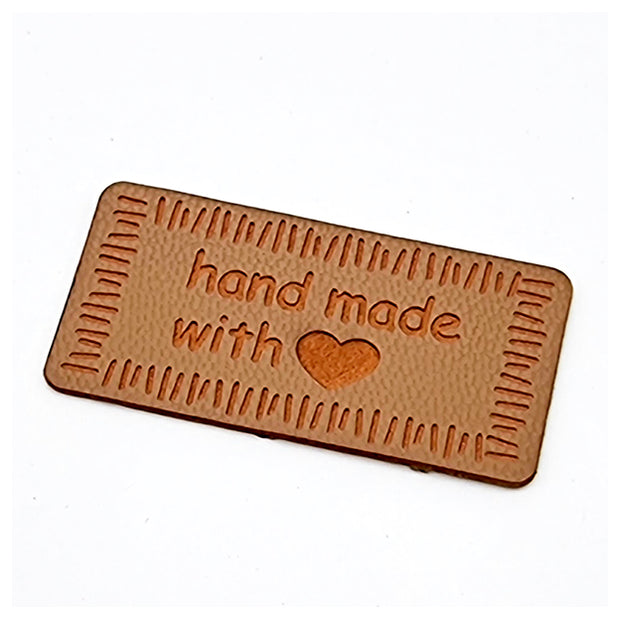 Label Handmade beige aus Lederimitat