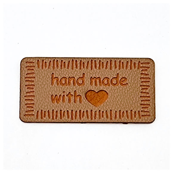 Label Handmade beige aus Lederimitat