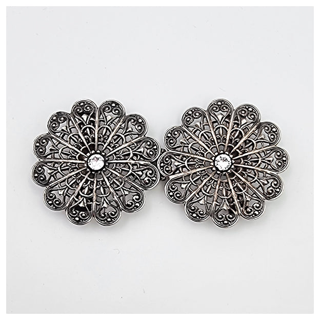 Dirndlschließe aus Metall mit Stein 65mm/34mm