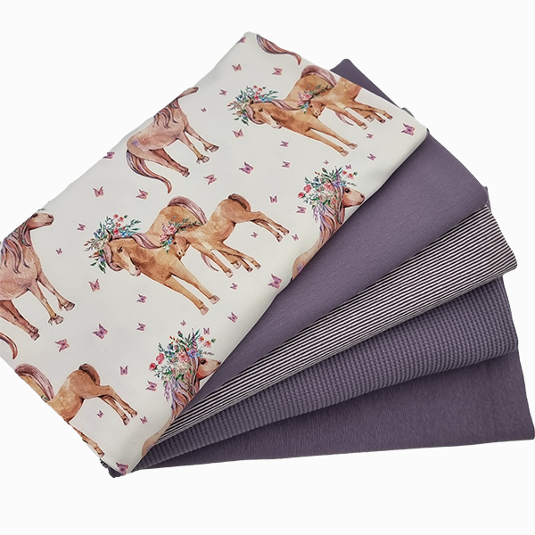 Stoffbox Jersey Pferde mit Waffelstoff Jersey und Bündchen