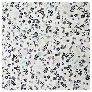 Baumwoll-Voile Digital Blumen blau