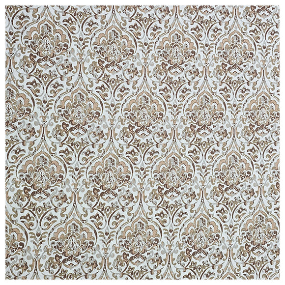 Baumwollsatin Siena Ornamente beige und grau