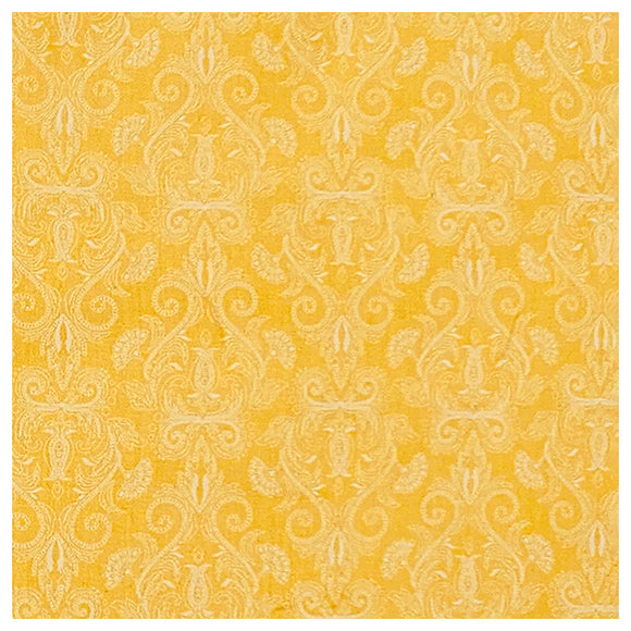 Baumwollsatin Halbdruck Ornamente gelb und weiß