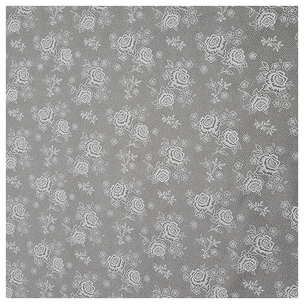 Baumwollsatin Blumen grau und weiß