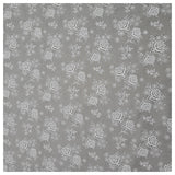 Baumwollsatin Blumen grau und weiß