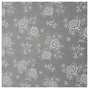 Baumwollsatin Blumen grau und weiß
