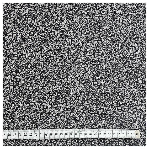 Baumwollsatin Pflanzen und Blumen anthrazit