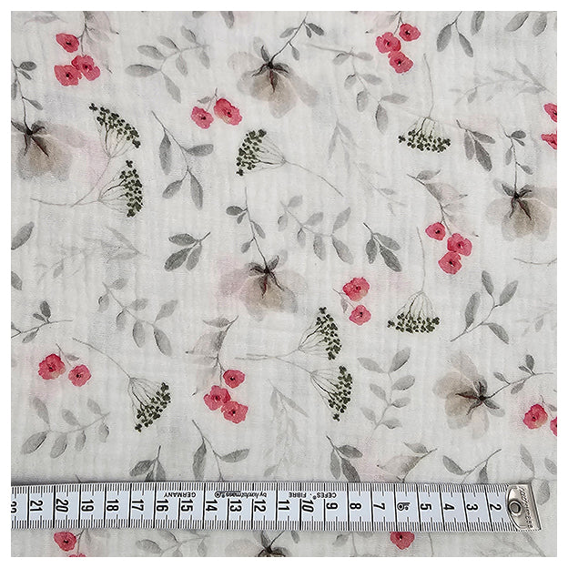 Musselin Blumen wollweiß