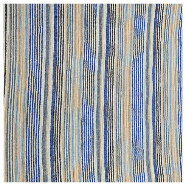 Musselin gestreift hellblau und beige