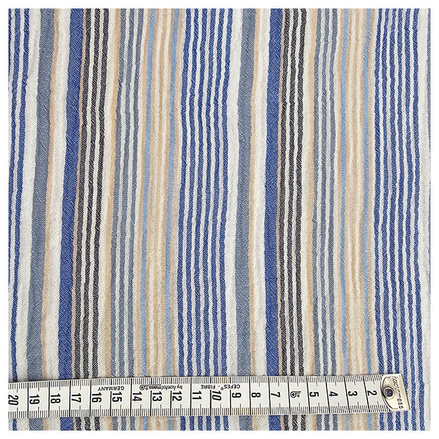 Musselin gestreift hellblau und beige