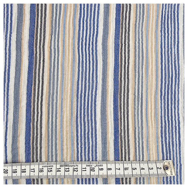 Musselin gestreift hellblau und beige