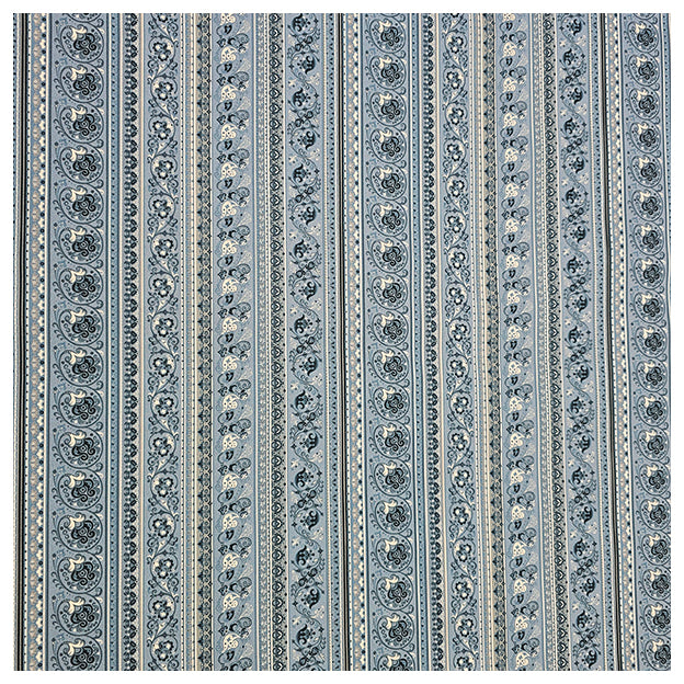 Baumwollsatin Paisley mit streifen in blau