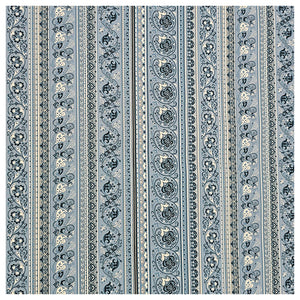 Baumwollsatin Paisley mit streifen in blau