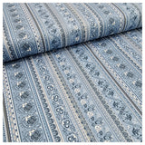 Baumwollsatin Paisley mit streifen in blau