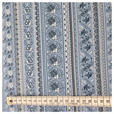 Baumwollsatin Paisley mit streifen in blau