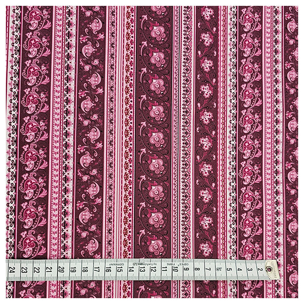 Baumwollsatin Paisley mit streifen in bordeaux