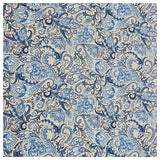 Baumwollsatin Paisley in blau und grau