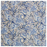 Baumwollsatin Paisley in blau und grau