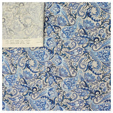 Baumwollsatin Paisley in blau und grau