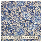 Baumwollsatin Paisley in blau und grau