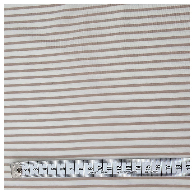 Jersey Streifen beige und weiß