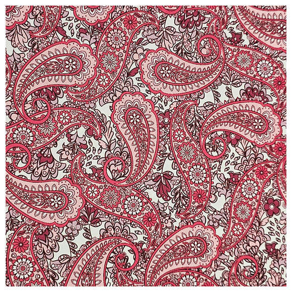 Baumwollsatin Paisley in rosa und rot