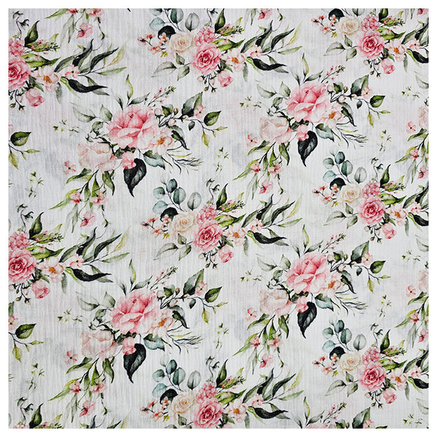 Musselin Digital Blumen rosa