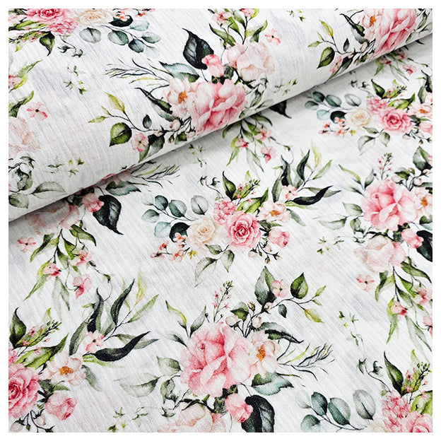 Musselin Digital Blumen rosa