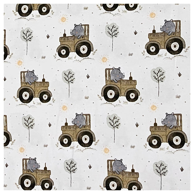 Stoffbox Jersey Traktoren und Waffeljersey mit Bündchen