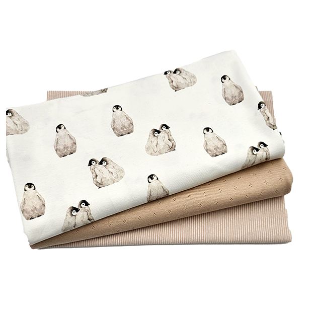 Jersey Stoffpaket Pinguine und Ajour Jersey mit Bündchen