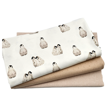 Jersey Stoffpaket Pinguine und Ajour Jersey mit Bündchen