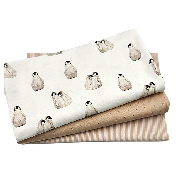 Jersey Stoffpaket Pinguine und Ajour Jersey mit Bündchen