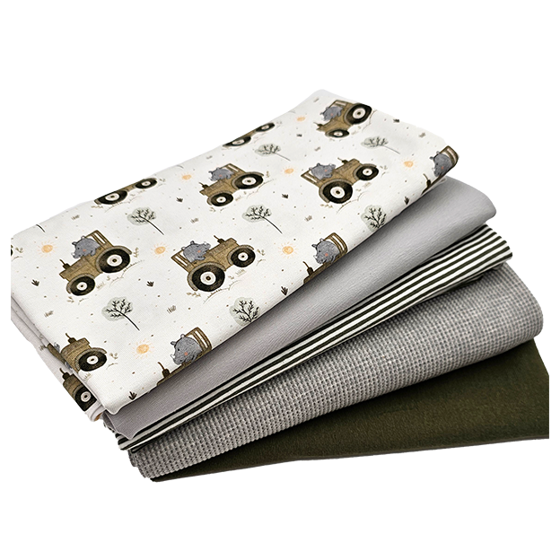 Stoffbox Jersey Traktoren und Waffeljersey mit Bündchen