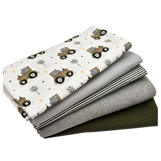 Stoffbox Jersey Traktoren und Waffeljersey mit Bündchen