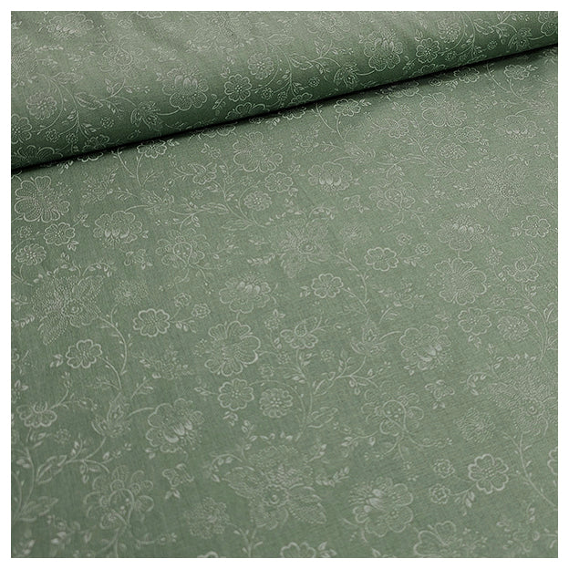 Baumwolle zarte Blumen Halbdruck in hellgrün