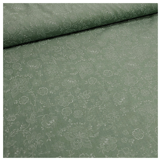 Baumwolle zarte Blumen Halbdruck in hellgrün