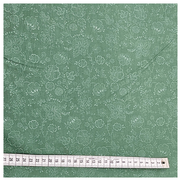 Baumwolle zarte Blumen Halbdruck in hellgrün