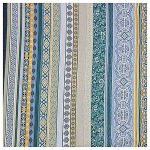 Baumwollsatin Siena blau, gelb und grün
