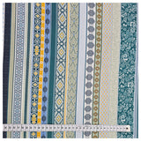 Baumwollsatin Siena blau, gelb und grün
