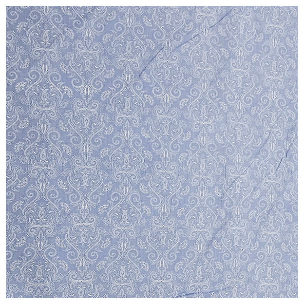 Baumwolle Halbdruck Ornamente hellblau und weiß