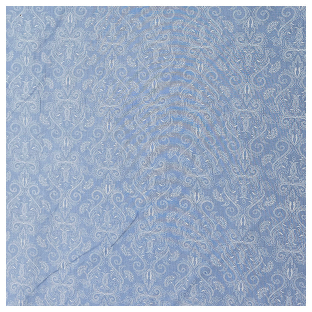 Baumwolle Halbdruck Ornamente hellblau und weiß