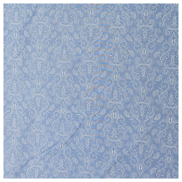 Baumwolle Halbdruck Ornamente hellblau und weiß