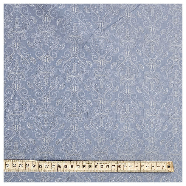Baumwolle Halbdruck Ornamente hellblau und weiß
