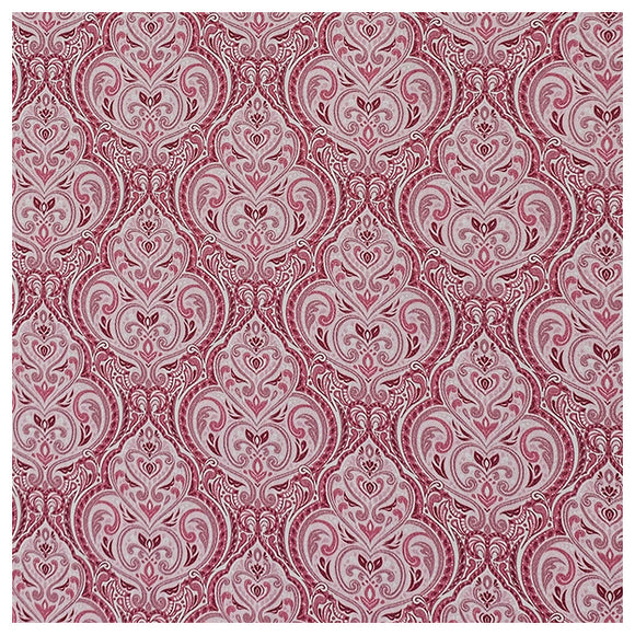Baumwollsatin Siena Ornamente rosa und weiß