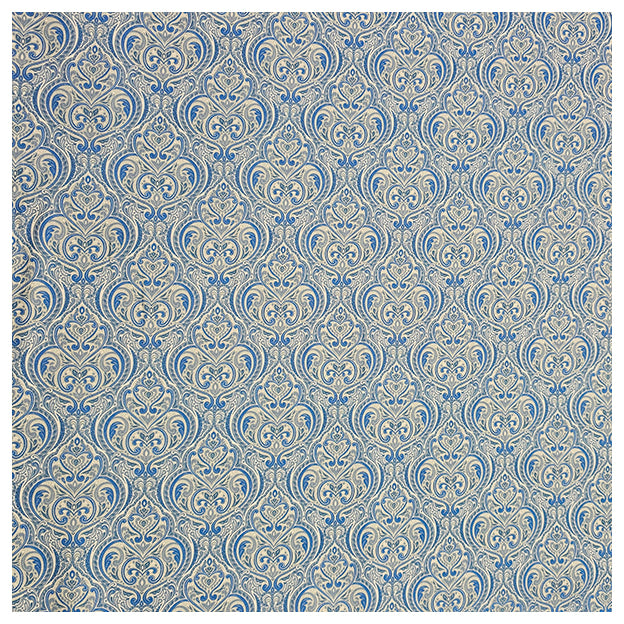 Baumwollsatin Siena Ornamente hellblau und weiß