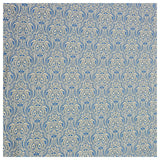 Baumwollsatin Siena Ornamente hellblau und weiß