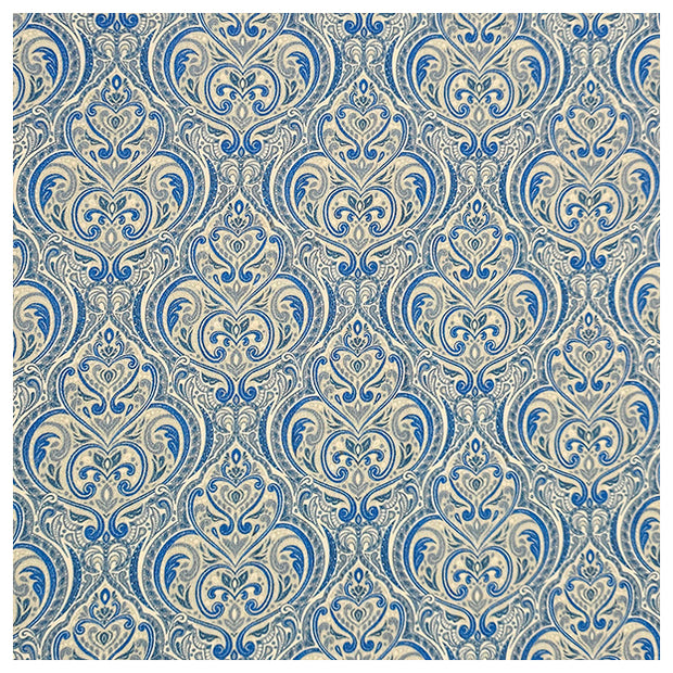 Baumwollsatin Siena Ornamente hellblau und weiß