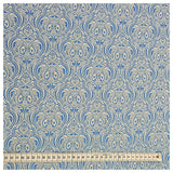 Baumwollsatin Siena Ornamente hellblau und weiß